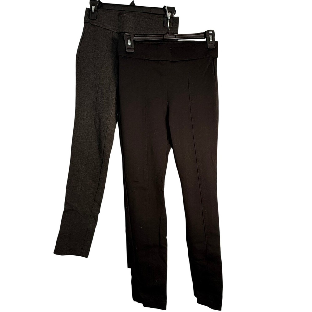 Anne Klein Lot of 2 Women XS Skinny Pants Black Grey Ponte Knit Pull On Seamed